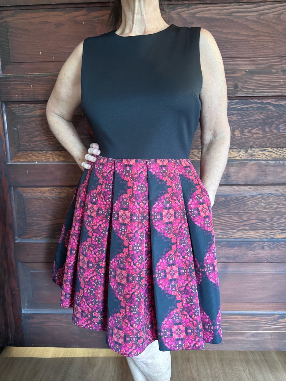 Taylor Black & Pink Floral Circle Skirt